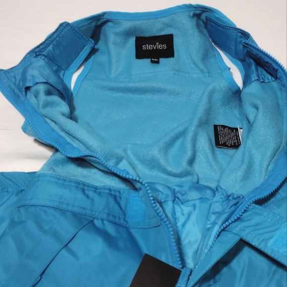 Stevies Aqua Blue Fleece Upper Overall Snow Bibs Ski Pants - Picture 8 of 13